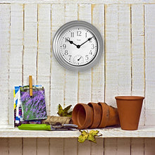 Load image into Gallery viewer, Equity by La Crosse 29007 Outdoor Thermometer & Humdity Wall Clock, 8", Metallic Silver