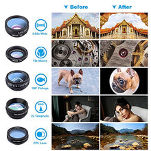 Load image into Gallery viewer, Apexel Phone Camera Lens-Macro Lens+Wide Lens+Fisheye Lens+Telephoto Lens+CPL/Flow/Radial/Star Filter+Kaleidoscope 3/6 Lens 10 in 1 Lens Kit +Remote Shutter for iPhone, Samsung,LG and Most Smartphones