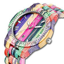 Load image into Gallery viewer, Men Watches with Handmade Colorful Bamboo Wood Watch Analog Quartz Wooden Watch for Men