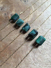 Load image into Gallery viewer, Green Emerald Necklace 16 Inch 14K Gold Filled May Birthstone Jewelry Gift