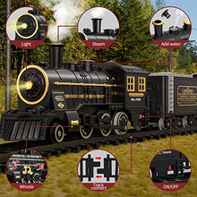 Load image into Gallery viewer, Train Set for Boys 4-7 w/ Smoke, Sounds & Light, Electric Classical Steam Engine Locomotive for Toddlers 2-4, Rechargeable Model Trains Kit Toys w/ Passenger Carriage for Kids Age 3-4