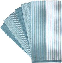Load image into Gallery viewer, Premium Kitchen Towels (20”x 28”, 6 Pack) – Large Cotton Kitchen Hand Towels – Flat & Terry Towel – Highly Absorbent Tea Towels Set with Hanging Loop (Aqua)