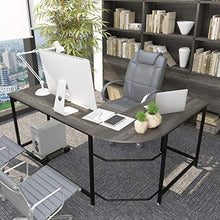 Load image into Gallery viewer, Teraves Modern L-Shaped Desk Corner Computer Desk Home Office Study Workstation Wood & Steel PC Laptop Gaming Table (Small, Black Oak)