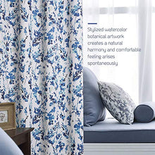 Load image into Gallery viewer, KGORGE Printed Blakcout Curtains Drapes Room Darkening Bedroom Curtains Eco-Friendly 100% Privacy Window Treatment for Living Room Patio Sliding Glass Door, 2 Panels (52" x 95", Blue)