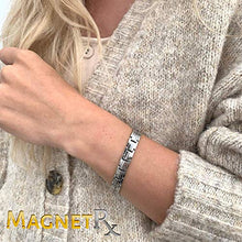 Load image into Gallery viewer, MagnetRX® Women's Ultra Strength Magnetic Therapy Bracelet - Arthritis Pain Relief & Carpal Tunnel Titanium Magnetic Bracelets for Women - Adjustable Length with Sizing Tool (Silver)