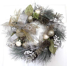 Load image into Gallery viewer, Premium Decor Holiday Door Christmas Wreath, silver gold white Home Decorations, Handcrafted Decorations for Christmas, Winter Holidays