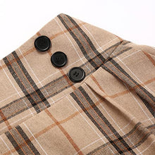 Load image into Gallery viewer, IDEALSANXUN Plaid Skirt for Womens High Waist Aline Pleated Midi Skirts (Khaki, Medium)