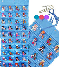 Load image into Gallery viewer, HOME4 LOL Toys Hanging Over The Door Storage Organizer Carrying Travel, 40 Clear View Pockets, Roll Up, for Small Dolls, Cars, Jewelry, Hair Accessories, Arts & Crafts, Bead, Sewing and More (Blue)