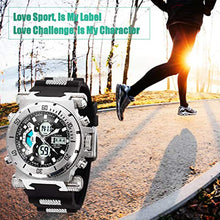 Load image into Gallery viewer, SIBOSUN Sport Watch Digital Wrist Large Face Waterproof Military LED Stopwatch SIBOSUN Men Japanese Quartz Alarm Date Silver