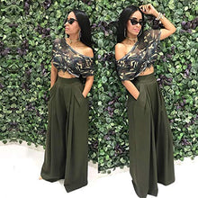 Load image into Gallery viewer, Molisry Women Casual Stretchy High Waisted Wide Leg Long Palazzo Pants Green