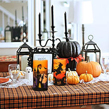 Load image into Gallery viewer, DRomance Flameless Flickering Candles Battery Operated with 6 Hour Timer, Set of 3 Real Wax LED Pillar Candles Warm Light with Castle, Witch, Bats Decal Halloween Decor Candles for Kids(D3" x H6")