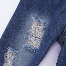 Load image into Gallery viewer, 2T Girls Clothes Kids Toddler Girl Outfits Linen Long Sleeve Ruffle Shirt Blue Ripped Denim Jeans Pants Set Cute Clothes for Girl 2 3Yr Old