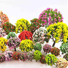 Load image into Gallery viewer, MOMOONNON 32 Pieces Model Trees 3.5cm - 10cm Mixed Model Tree Train Scenery Architecture Trees Fake Trees for DIY Crafts, Building Model, Scenery Landscape Natural Green