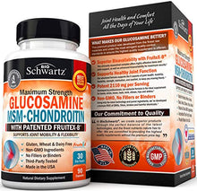 Load image into Gallery viewer, Glucosamine Chondroitin MSM Turmeric for Hip, Joint & Back Pain Relief. Anti Inflammatory Supplement with Hyaluronic Acid, Collagen, Boswellia, Bromelain & Fruitex-B. Gluten Free & Non GMO
