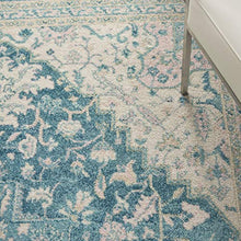 Load image into Gallery viewer, Nourison TRA07 Tranquil Persian Vintage Ivory/Turquoise Area Rug 6' X 9'