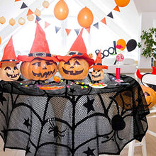 Load image into Gallery viewer, Shan-S Halloween Decorations Set of 4,Halloween Lace Spider Web Table Runner,Round Table Cover,Fireplace Mantle Scarf and Lamp Shades for Festival Ornament Party DIY Haunted House Decoration