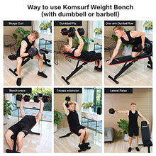 Load image into Gallery viewer, Komsurf Adjustable Weight Bench Press, Foldable Workout Bench for Home Gym, Full Body Workout Strength Training, Exercise Equipment Body Gym System