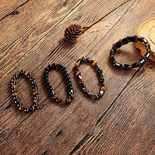 Load image into Gallery viewer, Jstyle 4Pcs Hematite Bead Bracelet for Men Women 8mm Tiger Eye Stone Beads Bracelet Elastic Natural Stone Bracelet Bangle