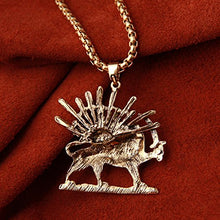 Load image into Gallery viewer, Asoodehdelan Gold Pt Iranian Persian Lion Sun Shir Khorshid Pahlavi Necklace Iran Farvahar (24" Gold Chain)