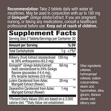 Load image into Gallery viewer, Nature's Way Ginkgold Eyes, Visual Health Formula*, Gluten Free, 60 mg per serving, 60 Vegan Tablets