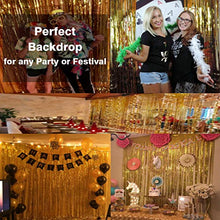 Load image into Gallery viewer, GOER 3.2 ft x 9.8 ft Metallic Tinsel Foil Fringe Curtains for Party Photo Backdrop Wedding Decor (1 Pack, Gold)