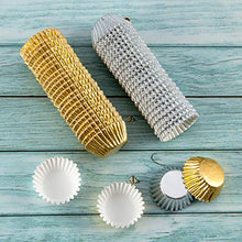 Load image into Gallery viewer, 1000 PCS Cupcake Liners 1.25 inches Mini Foil Baking Cups Wrapper Muffin Cases Gold and Silver Tulip Paper Cups for Baby Shower, Birthday Party, Weddings Decorations (Silver,Gold)