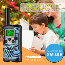 Load image into Gallery viewer, Walkie Talkies for Kids 22 Channel 2 Way Radio 3 Miles Long Range Handheld Walkie Talkies Durable Toy Best Birthday Gifts for 6 Year Old Boys and Girls fit Adventure Game Camping (Blue Camo 1)