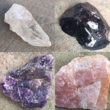 Load image into Gallery viewer, Luckeeper Healing Crystal Wands | 2" Amethyst Crystal, Rose Quartz,Clear Quartz,Black Obsidian| 6 Faceted Reiki Chakra with 4 pcs Tumbled Crystals