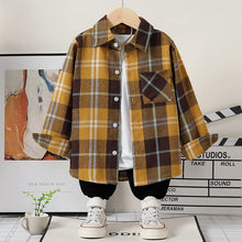 Load image into Gallery viewer, Fuermos Toddler Baby Boy Girls Clothes Flannel Shirt 12M-7T Tops Kids Outfits, Yellow Bb