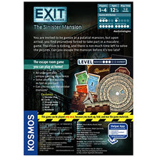 Load image into Gallery viewer, Thames & Kosmos Exit: The Sinister Mansion | Exit: The Game - A Kosmos Game | Family-Friendly, Card-Based at-Home Escape Room Experience for 1 to 4 Players, Ages 12+, Black, Standard