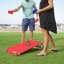 Load image into Gallery viewer, GoSports Portable PVC Framed Cornhole Toss Game Set with 8 Bean Bags and Travel Carrying Case - Choose American Flag Design, Red & Blue or Football