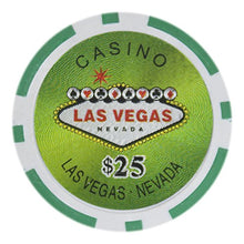 Load image into Gallery viewer, Brybelly Las Vegas Casino Poker Chip Heavyweight 14-Gram Clay Composite – Pack of 50 ($25 Green)