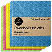 Load image into Gallery viewer, Swedish Wholesale Swedish Dish Cloths - 10 Pack Reusable, Absorbent Hand Towels for Kitchen, Counters & Washing Dishes - Cellulose Sponge Cloth - Eco Friendly Gifts - Assorted