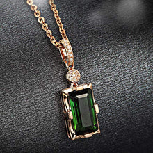 Load image into Gallery viewer, EASTCODE 14K Rose Gold Diamond Pendant Natural Emerald Blue Rectangle Necklace for Women Peridot Bizuteria Gemstone Jade Jewelry Pendant