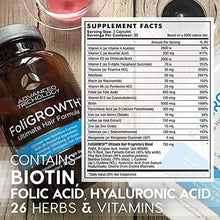 Load image into Gallery viewer, FoliGROWTH Ultimate Hair Nutraceutical – Get Thicker Hair, Reverse Diffuse Thinning Guaranteed - Gluten Free, Vegetarian, 3rd Party Tested - High Potency Biotin, Hair Loss Supplement, Hair and Nails