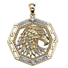 Load image into Gallery viewer, Men's 18K Yellow Gold over Sterling Silver Genuine Diamond Accent Eagle Pendant (18.5mm)