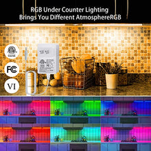 Load image into Gallery viewer, RGB Under Cabinet Lights Plug in, 3 PCS 12 Inch Under Cabinet Lighting Kit, Closet Lights with Smart APP Remote & Adapter, Dimmable Under Counter Lights for Kitchen, Shelf, Workbench, Desk, Bookcase