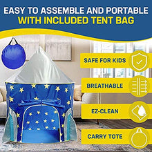 Load image into Gallery viewer, MZY Play Tent for Kids, Space Themed Pretend Play Tent - Space Play House - Spaceship Tent for Kids - Foldable Pop Up Star Play Tent Blue