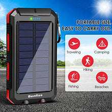 Load image into Gallery viewer, Solar Charger 20000mAh, BENFISS Ultra-Portable Durable Solar Power Bank with 2 USB Output 2 LED Flashlight and Compass, Waterproof Solar Battery Pack for Outdoor Activities/Emergency (Red)