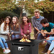 Load image into Gallery viewer, HEMBOR 28" Propane Gas Fire Pit Table, 50,000 BTU Square Fire Bowl, Outdoor Auto-Ignition Fireplace with Waterproof Cover, Lava Rock, CSA Certification, for Garden, Patio, Courtyard, Balcony