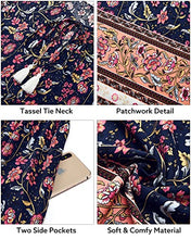 Load image into Gallery viewer, Arach&Cloz Women's Boho Tie Neck Printed Short Sleeve Floral Summer Loose Tassels Casual Midi Dress with Pockets (Floral03,XL)