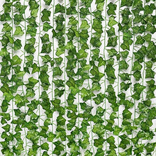 Load image into Gallery viewer, JPSOR 24pcs 158 Feet Fake Ivy Leaves Fake Vines Artificial Ivy, Silk Ivy Garland Greenery Hanging Plants Vines for Bedroom Room Indoor Decor, Party Wedding Wall Decor Outdoor