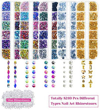 Load image into Gallery viewer, Selizo 8240pcs Nail Rhinestones, Rhinestones for Nails, Nail Gems Crystals Nail Art Rhinestones Supplies with Rhinestone Glue for Nails Art Decoration