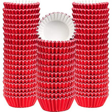 Load image into Gallery viewer, 400 Pieces Mini Cupcake Cup Liners, Foil Baking Cups, Foil Cupcake Liners for Baking Muffin and Cupcakes (Red)