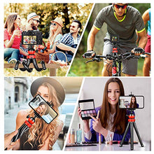 Load image into Gallery viewer, Phone Tripod, Flexible Cell Phone Tripod Adjustable Camera Tripod Stand with Wireless Remote 360° Rotating, Compatible with iPhone Android Phone Camera GoPro for Video Vlogging Streaming Traveling