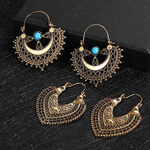 Load image into Gallery viewer, SUNNYOUTH 8 Pairs Vintage Statement Drop Dangle Earrings Bohemian National Style Hollow Water Drop Heart Shaped Alloy Long Boho Dangle Earrings for Women Girls