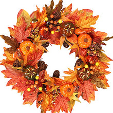Load image into Gallery viewer, wonuu Fall Wreaths for Front Door 22 Inch Home Wall Decor Handcrafted Boxwood Base for Halloween Thanksgiving Day Autumn