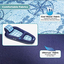 Load image into Gallery viewer, Aqua Luxury Water Lounge, X-Large, Inflatable Pool Float with Headrest, Backrest & Footrest, Navy/Light Blue