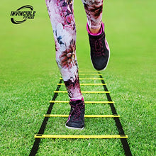 Load image into Gallery viewer, Invincible Fitness Agility Ladder Training Equipment Set, Improves Coordination, Speed, Power and Strength, Includes 10 Cones, 4 Hooks and 3 Loop Resistance Bands for Outdoor Workout