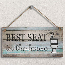 Load image into Gallery viewer, Yankario Funny Bathroom Wall Decor Sign, Farmhouse Rustic Bathroom Decorations Wall Art , 12" by 6" Best Seat Wood Plaque